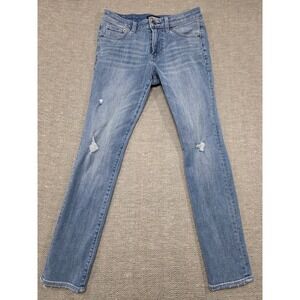 Express Skinny 4 Way Hyper Stretch‎ Jeans Medium Wash Distressed Size 28x30
